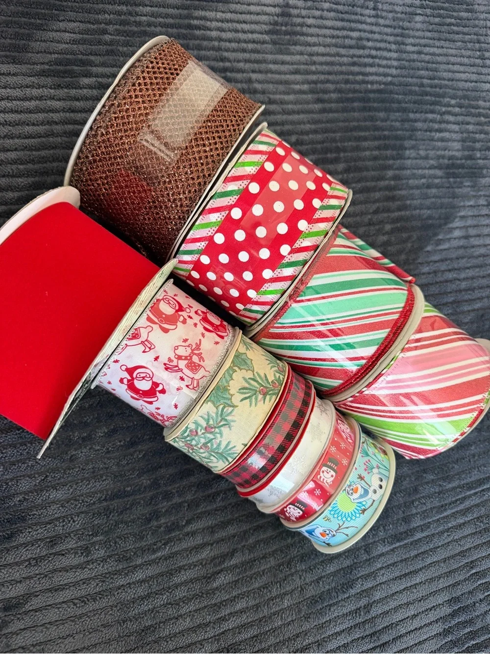 Festive Red and Green Holiday Ribbon Set Lot of 11
